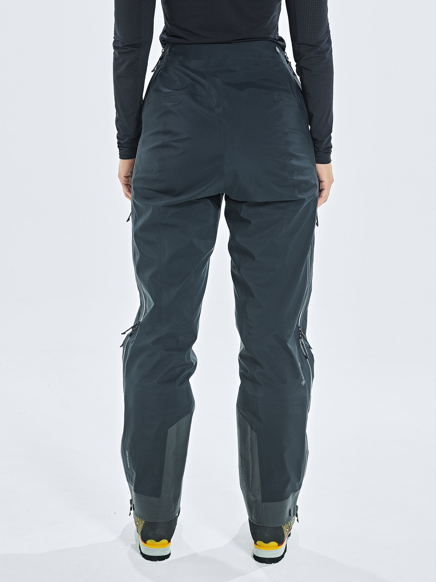 Side Slit Cargo Pants in Black Stretch Double Faced Wool